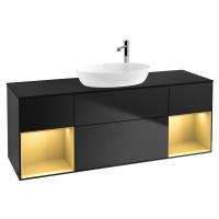 Тумба под раковину Villeroy & Boch Finion 1600х501 мм F982HFPD чёрный матовый/матовое золото
