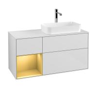 Тумба под раковину Villeroy & Boch Finion 1200х501 мм F271HFGF белый глянцевый/матовое золото