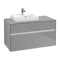 Тумба под раковину Villeroy & Boch Collaro 1000х500 мм с подсветкой C014L0FP серый глянцевый