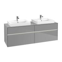 Тумба под раковину Villeroy & Boch Collaro 1600х500 мм с подсветкой C024L0FP серый глянцевый