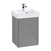 Тумба под раковину Villeroy & Boch Collaro 410х344 мм петли слева C00500FP серый глянцевый