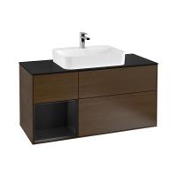 Тумба под раковину Villeroy & Boch Finion 1200х501 мм F412PDGN орех/чёрный матовый