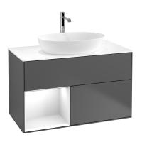 Тумба под раковину Villeroy & Boch Finion 1000х501 мм F771GFGK матовый антрацит/белый глянцевый