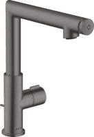 Смеситель для раковины Axor Uno Select 220 ComfortZone 45016340 хром чёрный шлифованный