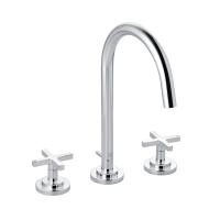Смеситель для раковины Kludi Nova Fonte Classic 3 отверстия, высокий поворотный излив, донный клапан 201430520