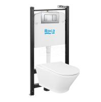 Комплект Roca The Gap Round (инсталляция + клавиша слива 8901130B1 + подвесной унитаз + сиденье с крышкой) 893105000 белый