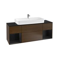 Тумба под раковину Villeroy & Boch Finion 1600х501 мм F212PDGN орех/чёрный матовый