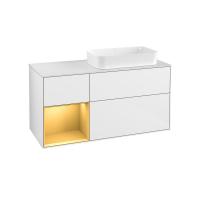 Тумба под раковину Villeroy & Boch Finion 1200х501 мм F681HFGF белый глянцевый/матовое золото