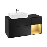 Тумба под раковину Villeroy & Boch Finion 1200х501 мм F402HFPD чёрный матовый/матовое золото