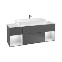 Тумба под раковину Villeroy & Boch Finion 1600х501 мм F211GFGK матовый антрацит/белый глянцевый