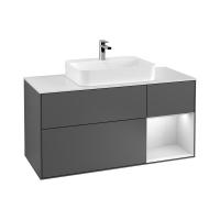 Тумба под раковину Villeroy & Boch Finion 1200х501 мм F421GFGK матовый антрацит/белый глянцевый