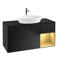 Тумба под раковину Villeroy & Boch Finion 1200х501 мм F832HFPD чёрный матовый/матовое золото