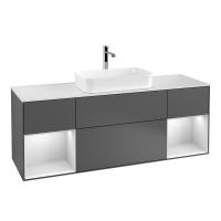 Тумба под раковину Villeroy & Boch Finion 1600х501 мм F331GFGK матовый антрацит/белый глянцевый