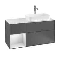 Тумба под раковину Villeroy & Boch Finion 1200х501 мм F271GFGK матовый антрацит/белый глянцевый