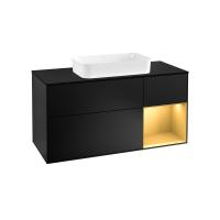 Тумба под раковину Villeroy & Boch Finion 1200х501 мм F712HFPD чёрный матовый/матовое золото
