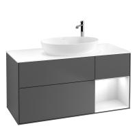 Тумба под раковину Villeroy & Boch Finion 1200х501 мм F951GFGK матовый антрацит/белый глянцевый