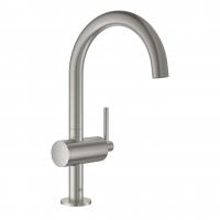 Смеситель для раковины Grohe Atrio L-Size высокий поворотный излив, донный клапан 32 042 DC3 суперсталь матовый