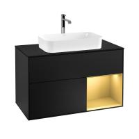 Тумба под раковину Villeroy & Boch Finion 1000х501 мм F252HFPD чёрный матовый/матовое золото