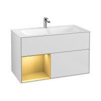Тумба под раковину Villeroy & Boch Finion 996х498 мм F030HFGF белый глянцевый/матовое золото