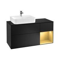 Тумба под раковину Villeroy & Boch Finion 1200х501 мм F152HFPD чёрный матовый/матовое золото