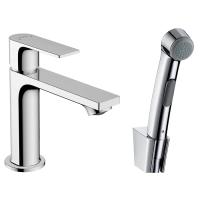 Смеситель для раковины Hansgrohe Rebris E 110 ComfortZone с гигиеническим душем 72216000 хром