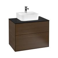 Тумба под раковину Villeroy & Boch Finion 800х501 мм F08200GN орех/чёрный