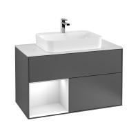 Тумба под раковину Villeroy & Boch Finion 1000х501 мм F361MTGK матовый антрацит/белый матовый