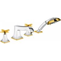Смеситель для ванны Hansgrohe Metropol Classic на 4 отверстия 31449090 хром/золото