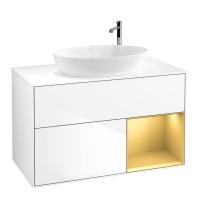 Тумба под раковину Villeroy & Boch Finion 1000х501 мм F901HFGF белый глянцевый/матовое золото