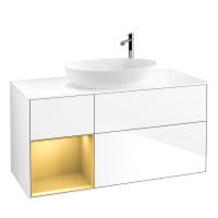 Тумба под раковину Villeroy & Boch Finion 1200х501 мм F941HFGF белый глянцевый/матовое золото