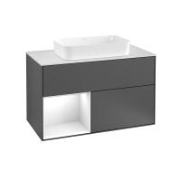 Тумба под раковину Villeroy & Boch Finion 1000х501 мм F651GFGK матовый антрацит/белый глянцевый