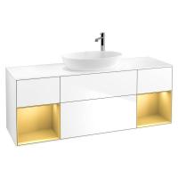 Тумба под раковину Villeroy & Boch Finion 1600х501 мм F981HFGF белый глянцевый/матовое золото