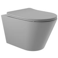 Унитаз подвесной с крышкой-сиденьем Aqueduto Cone безободковый CON0130 матовый серый