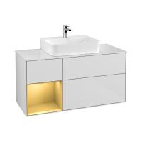Тумба под раковину Villeroy & Boch Finion 1200х501 мм F161HFGF белый глянцевый/матовое золото