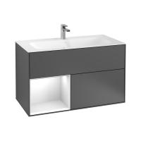 Тумба под раковину Villeroy & Boch Finion 996х498 мм F030MTGK матовый антрацит/белый матовый
