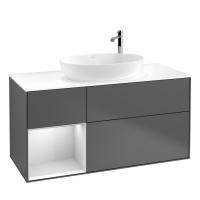 Тумба под раковину Villeroy & Boch Finion 1200х501 мм F941MTGK матовый антрацит/белый матовый