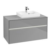 Тумба под раковину Villeroy & Boch Collaro 1000х500 мм с подсветкой C015L0FP серый глянцевый