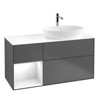 Тумба под раковину Villeroy & Boch Finion 1200х501 мм F801GFGK матовый антрацит/белый глянцевый