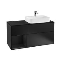 Тумба под раковину Villeroy & Boch Finion 1200х501 мм F392PDPD чёрный матовый/чёрный матовый