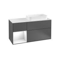 Тумба под раковину Villeroy & Boch Finion 1200х501 мм F681GFGK матовый антрацит/белый глянцевый