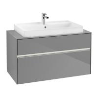 Тумба под раковину Villeroy & Boch Collaro 1000х500 мм с подсветкой C020L0FP серый глянцевый