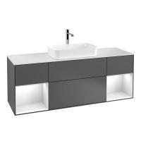 Тумба под раковину Villeroy & Boch Finion 1600х501 мм F331MTGK матовый антрацит/белый матовый