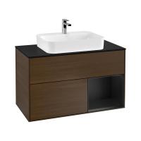Тумба под раковину Villeroy & Boch Finion 1000х501 мм F372PDGN орех/чёрный матовый