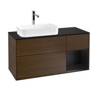 Тумба под раковину Villeroy & Boch Finion 1200х501 мм F282PDGN орех/чёрный матовый