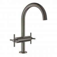 Смеситель для раковины Grohe Atrio L-Size высокий поворотный излив, донный клапан 21 019 AL3 графит тёмный матовый