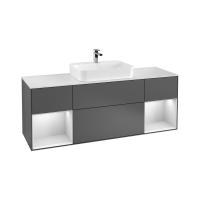 Тумба под раковину Villeroy & Boch Finion 1600х501 мм F451GFGK матовый антрацит/белый глянцевый