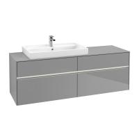 Тумба под раковину Villeroy & Boch Collaro 1600х500 мм с подсветкой C026L0FP серый глянцевый