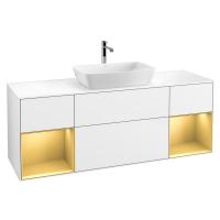 Тумба под раковину Villeroy & Boch Finion 1600х501 мм F861HFGF белый глянцевый/матовое золото