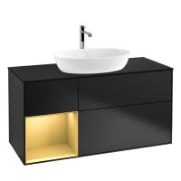 Тумба под раковину Villeroy & Boch Finion 1200х501 мм F822HFPD чёрный матовый/матовое золото