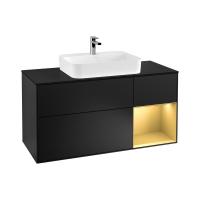 Тумба под раковину Villeroy & Boch Finion 1200х501 мм F422HFPD чёрный матовый/матовое золото